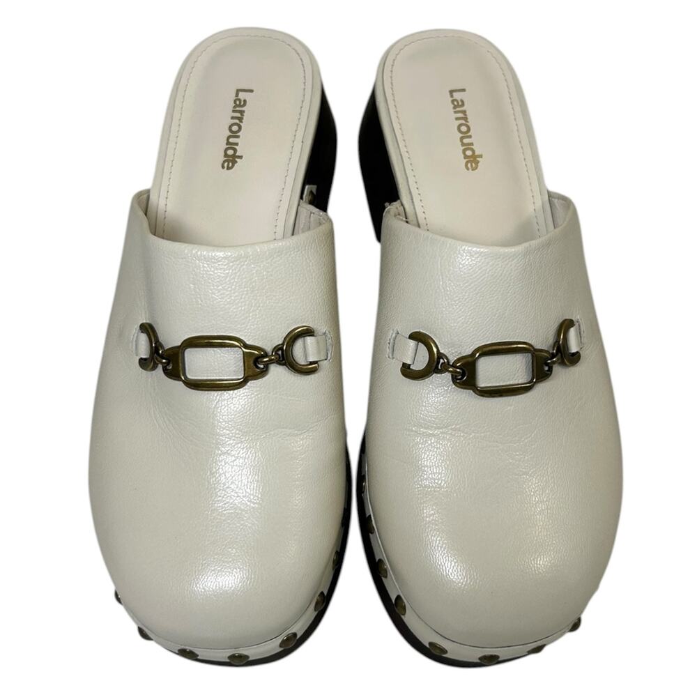 Larroudé Women's 'Zuzi Bit Mule' Leather Clog Slip-On Retro Ivory White Size 7.5 - Picture 6 of 15